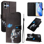 Custodia in pelle con motivo colorato per iPhone 16 Plus
