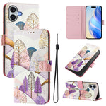 Custodia in pelle con motivo colorato per iPhone 16 Plus