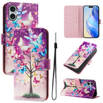 Custodia in pelle con motivo colorato per iPhone 16