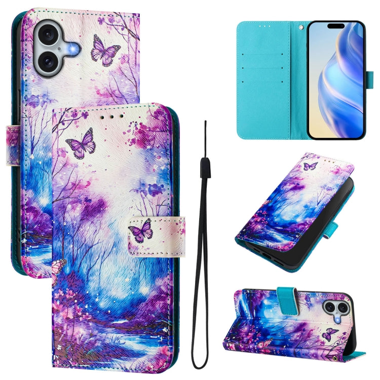 Custodia in pelle con motivo colorato per iPhone 16