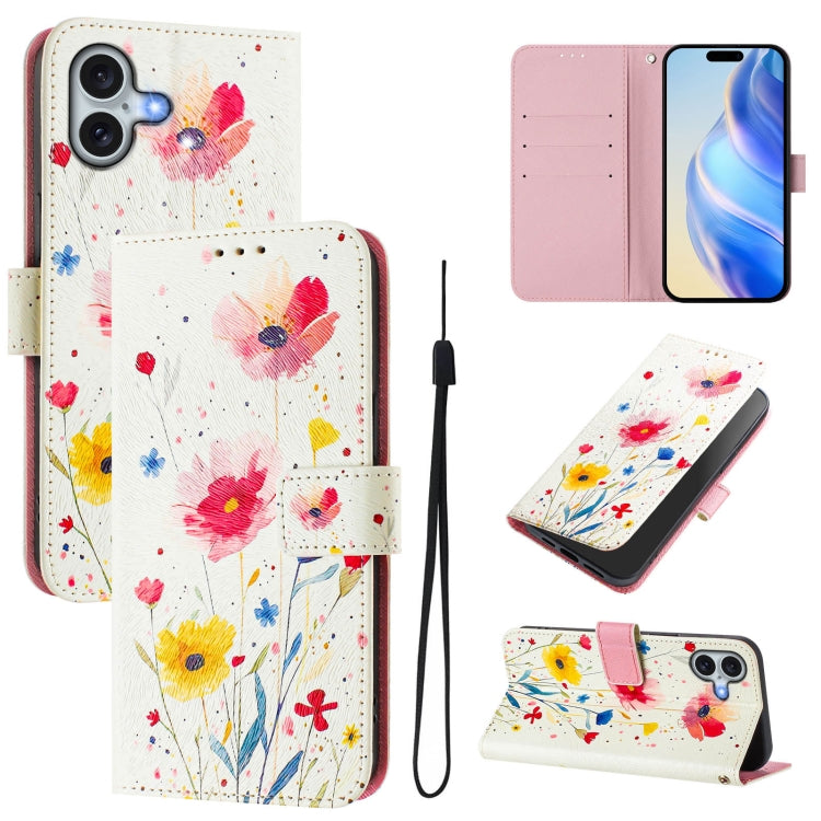 Custodia in pelle con motivo colorato per iPhone 16