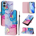 Custodia in pelle con motivo colorato per iPhone 16
