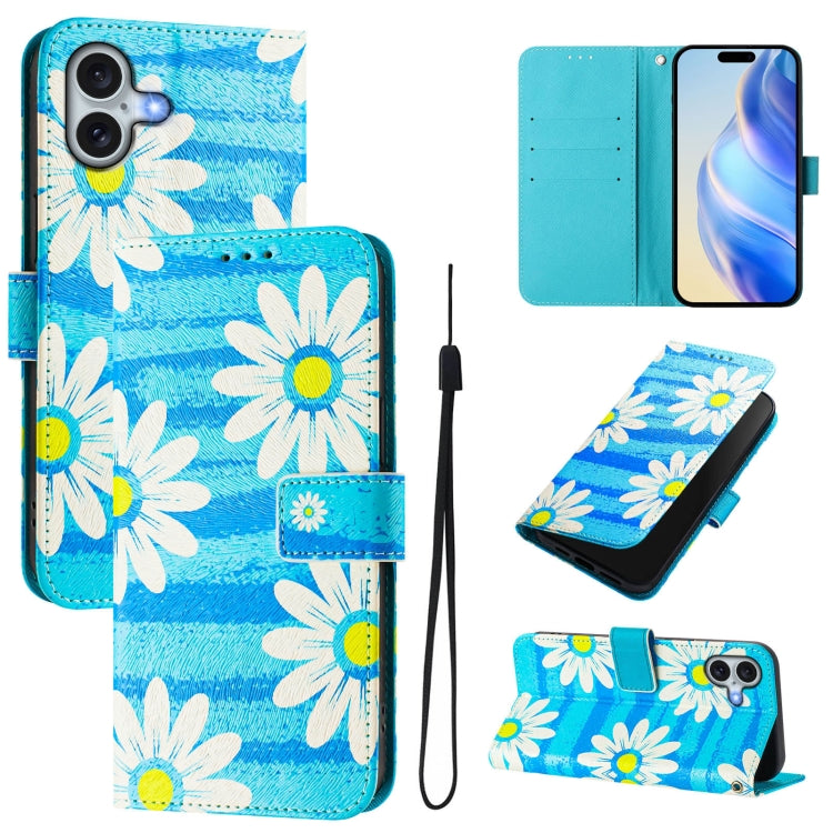 Custodia in pelle con motivo colorato per iPhone 16