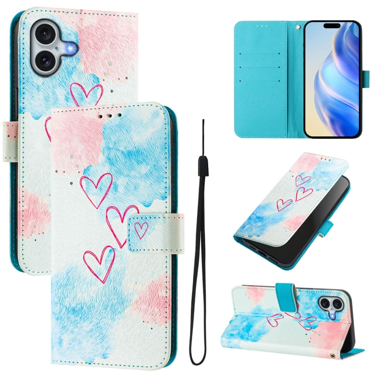 Custodia in pelle con motivo colorato per iPhone 16