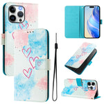 Custodia in pelle con motivo colorato per iPhone 15 Pro Max