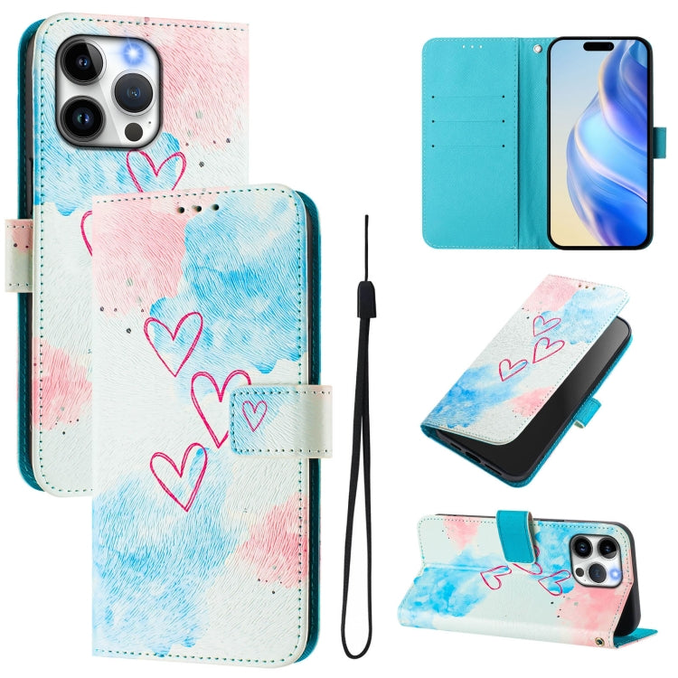 Custodia in pelle con motivo colorato per iPhone 15 Pro Max