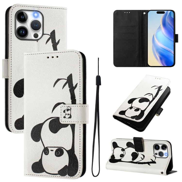 Custodia in pelle con motivo colorato per iPhone 15 Pro