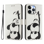 Custodia in pelle con motivo colorato per iPhone 15 Pro