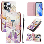 Custodia in pelle con motivo colorato per iPhone 15 Pro