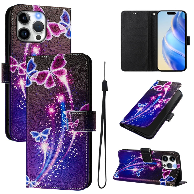 Custodia in pelle con motivo colorato per iPhone 15 Pro