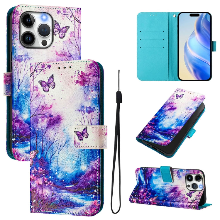 Custodia in pelle con motivo colorato per iPhone 15 Pro