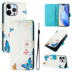 Custodia in pelle con motivo colorato per iPhone 15 Pro