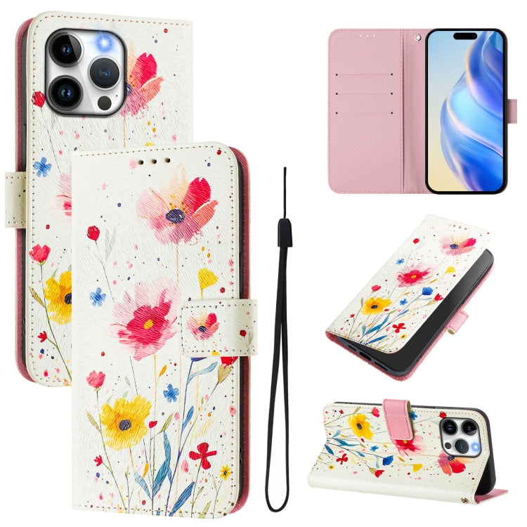 Custodia in pelle con motivo colorato per iPhone 15 Pro