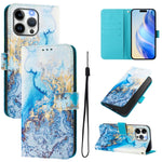 Custodia in pelle con motivo colorato per iPhone 15 Pro