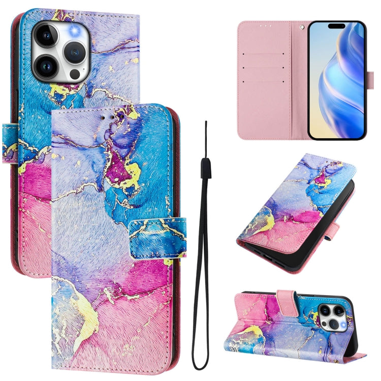 Custodia in pelle con motivo colorato per iPhone 15 Pro
