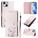 Custodia in pelle con motivo colorato per iPhone 15 Plus