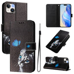 Custodia in pelle con motivo colorato per iPhone 15 Plus