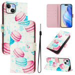 Custodia in pelle con motivo colorato per iPhone 15 Plus
