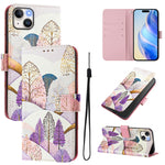 Custodia in pelle con motivo colorato per iPhone 15