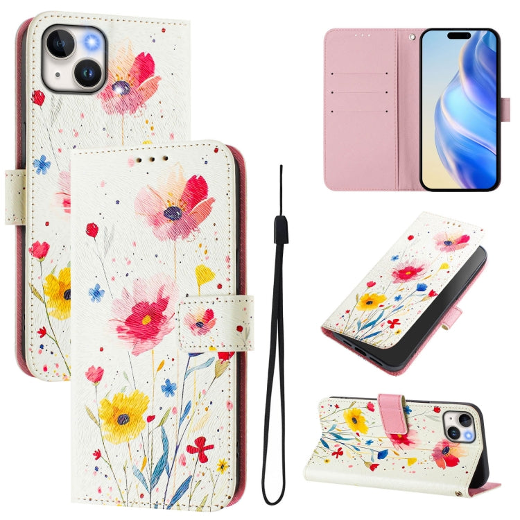 Custodia in pelle con motivo colorato per iPhone 15