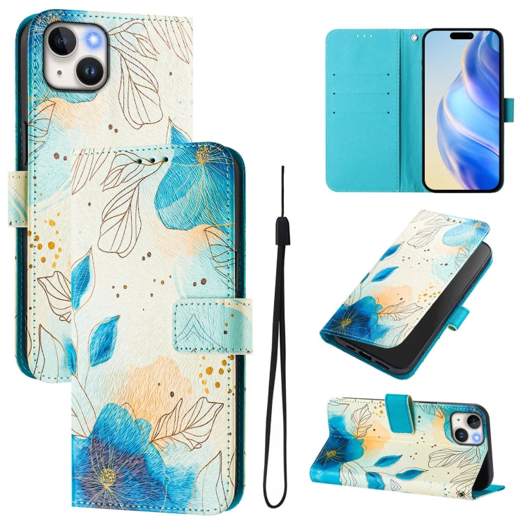 Custodia in pelle con motivo colorato per iPhone 15