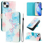 Custodia in pelle con motivo colorato per iPhone 15