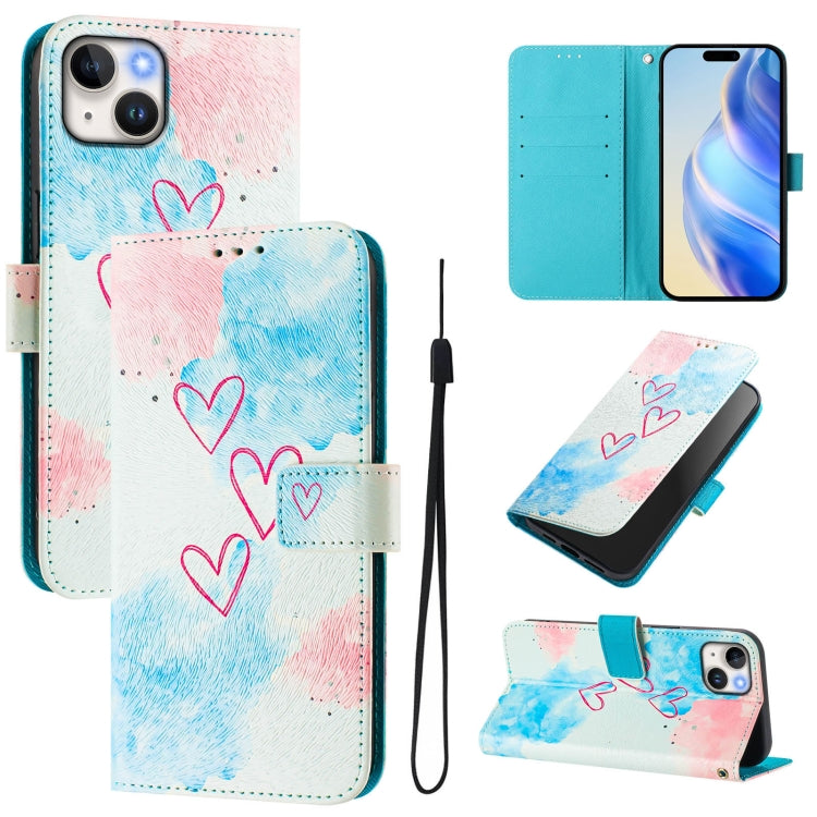 Custodia in pelle con motivo colorato per iPhone 15