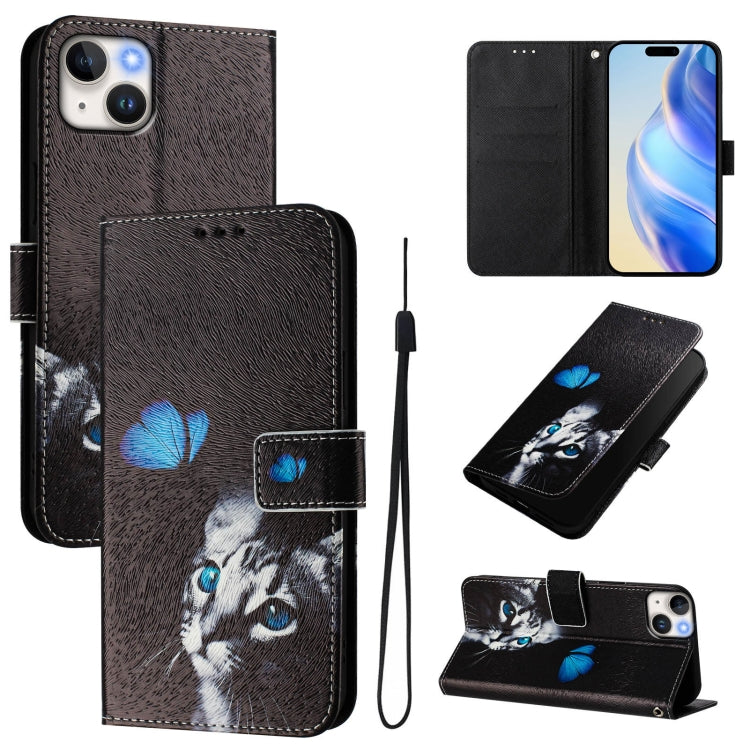 Custodia in pelle con motivo colorato per iPhone 14 e 13