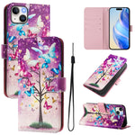Custodia in pelle con motivo colorato per iPhone 14 e 13