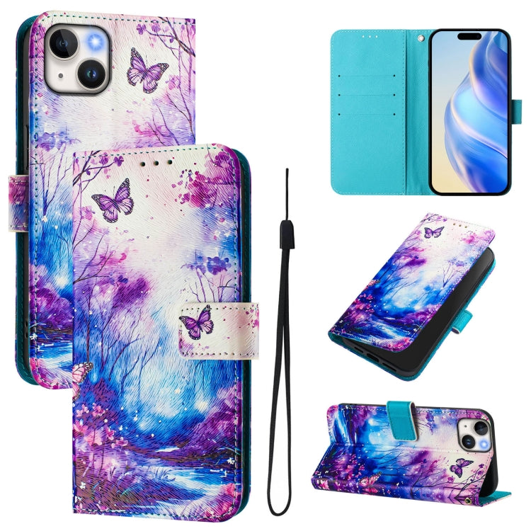 Custodia in pelle con motivo colorato per iPhone 14 e 13