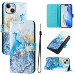 Custodia in pelle con motivo colorato per iPhone 14 Plus