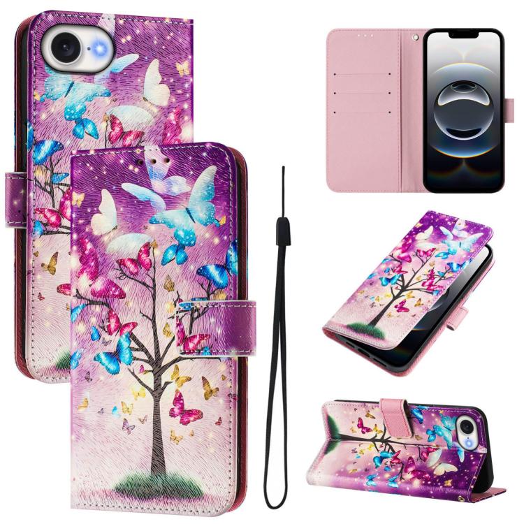 Custodia in pelle con motivo colorato per iPhone 16e 17e