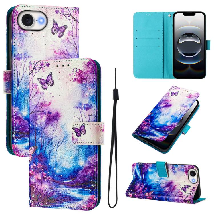 Custodia in pelle con motivo colorato per iPhone 16e 17e