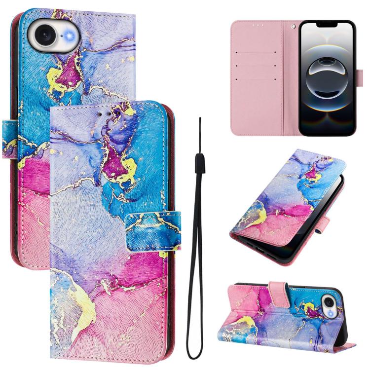 Custodia in pelle con motivo colorato per iPhone 16e 17e