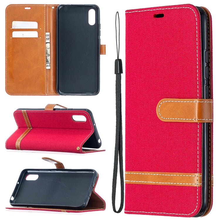 Custodia portafoglio in pelle e denim per Xiaomi Redmi 9A