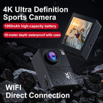 Action Camera 4K con schermo IPS 2" e grandangolo 170°