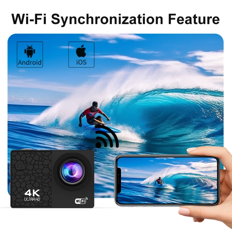 Action Camera 4K con schermo IPS 2" e grandangolo 170°