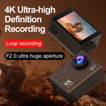 Action Camera 4K WiFi con schermo IPS 2" e impermeabile IP68