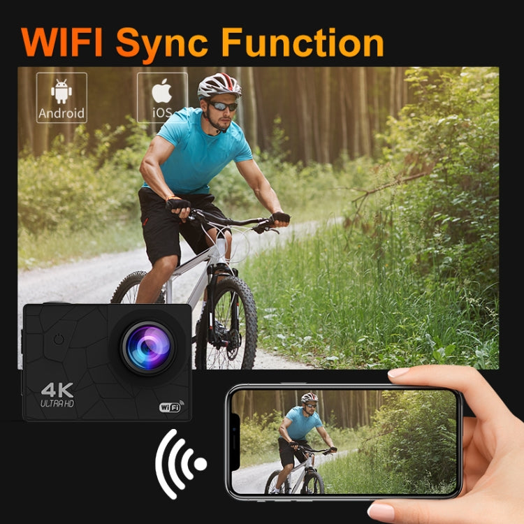 Action Camera 4K WiFi con schermo IPS 2" e impermeabile IP68