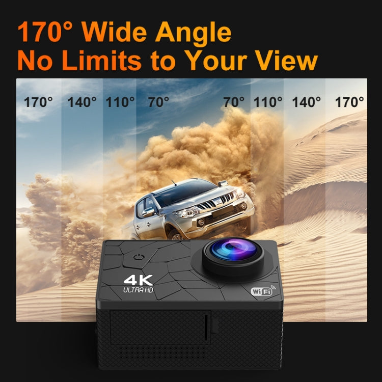 Action Camera 4K WiFi con schermo IPS 2" e impermeabile IP68