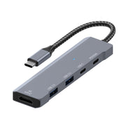ADS-336 5 in 1 4K 60Hz HDMI, 2 x USB-C / Tipo-C, 2 x USB HUB Expander multifunzione, 5 in 1 (Dark Grey)