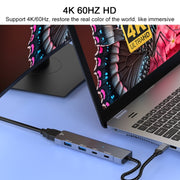 ADS-336 5 in 1 4K 60Hz HDMI, 2 x USB-C / Tipo-C, 2 x USB HUB Expander multifunzione, 5 in 1 (Dark Grey)
