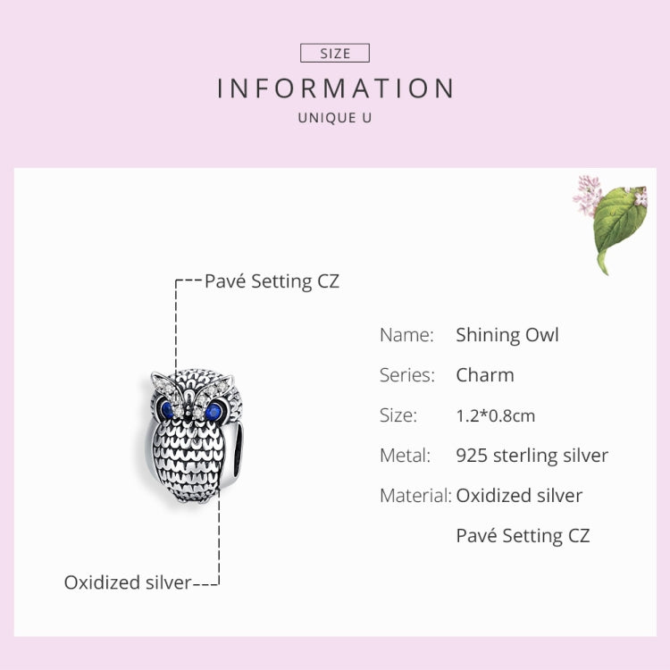 Accessori per collana braccialetto fai-da-te con perline gufo in argento sterling S925, SCC1607