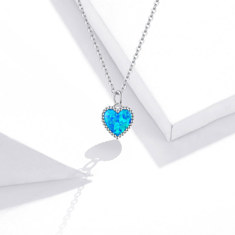 Gioielli con collana da donna con cuore blu profondo in argento sterling S925