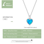 Gioielli con collana da donna con cuore blu profondo in argento sterling S925