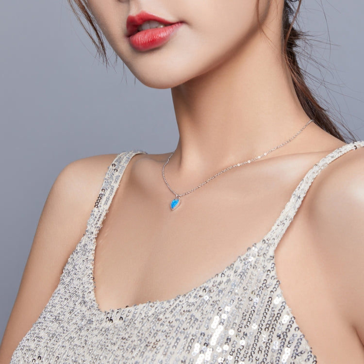 Gioielli con collana da donna con cuore blu profondo in argento sterling S925