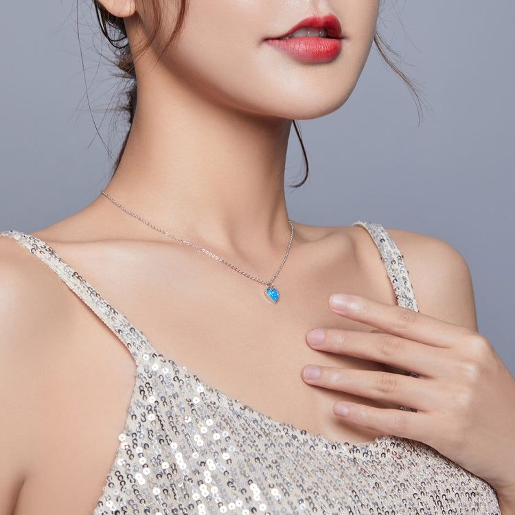 Gioielli con collana da donna con cuore blu profondo in argento sterling S925