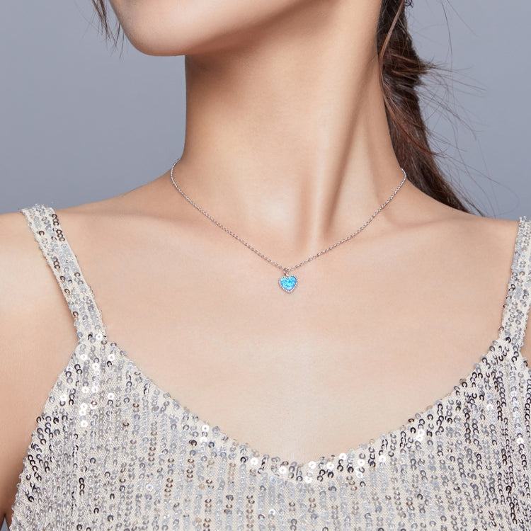 Gioielli con collana da donna con cuore blu profondo in argento sterling S925