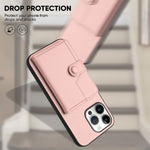 Borsa per carte con bottone RFID Custodia antifurto per telefono, For iPhone 16 Pro Max, For iPhone 16 Pro, For iPhone 16 Plus, For iPhone 16