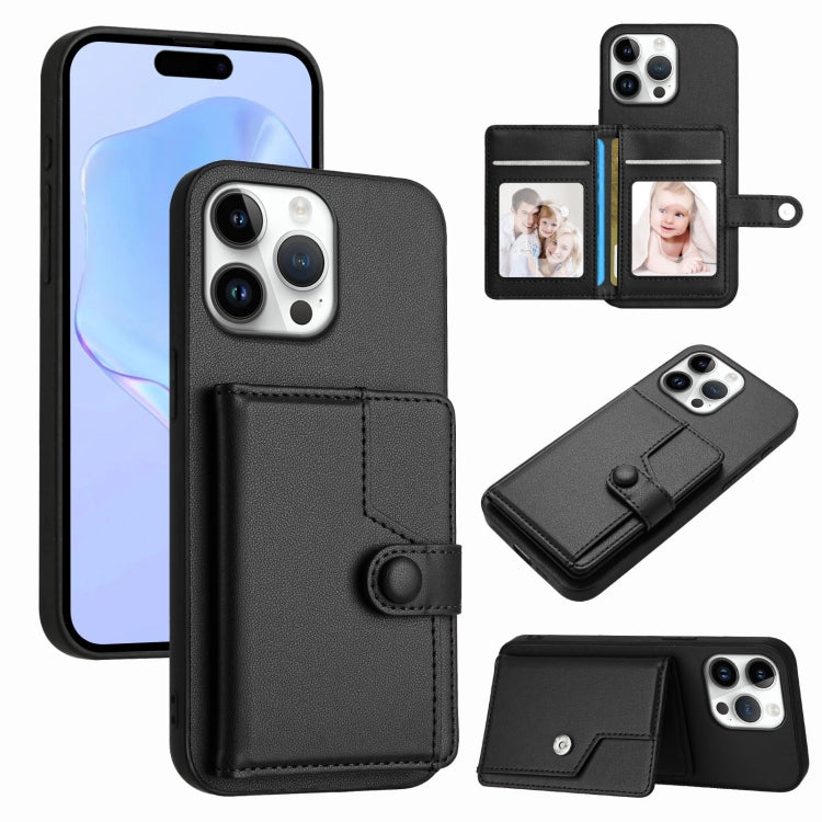 Borsa per carte con bottone RFID Custodia antifurto per telefono, For iPhone 16 Pro Max, For iPhone 16 Pro, For iPhone 16 Plus, For iPhone 16